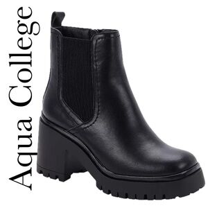 SB27 AQUA COLLEGE Women’s Black Platform Waterproof Leather Chelsea boot SIZE 6.